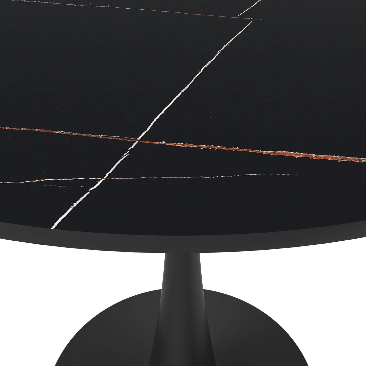 Bristol 35" Round Dining Table with Sintered Stone Tabletop in Black Steel - Elax Furniture