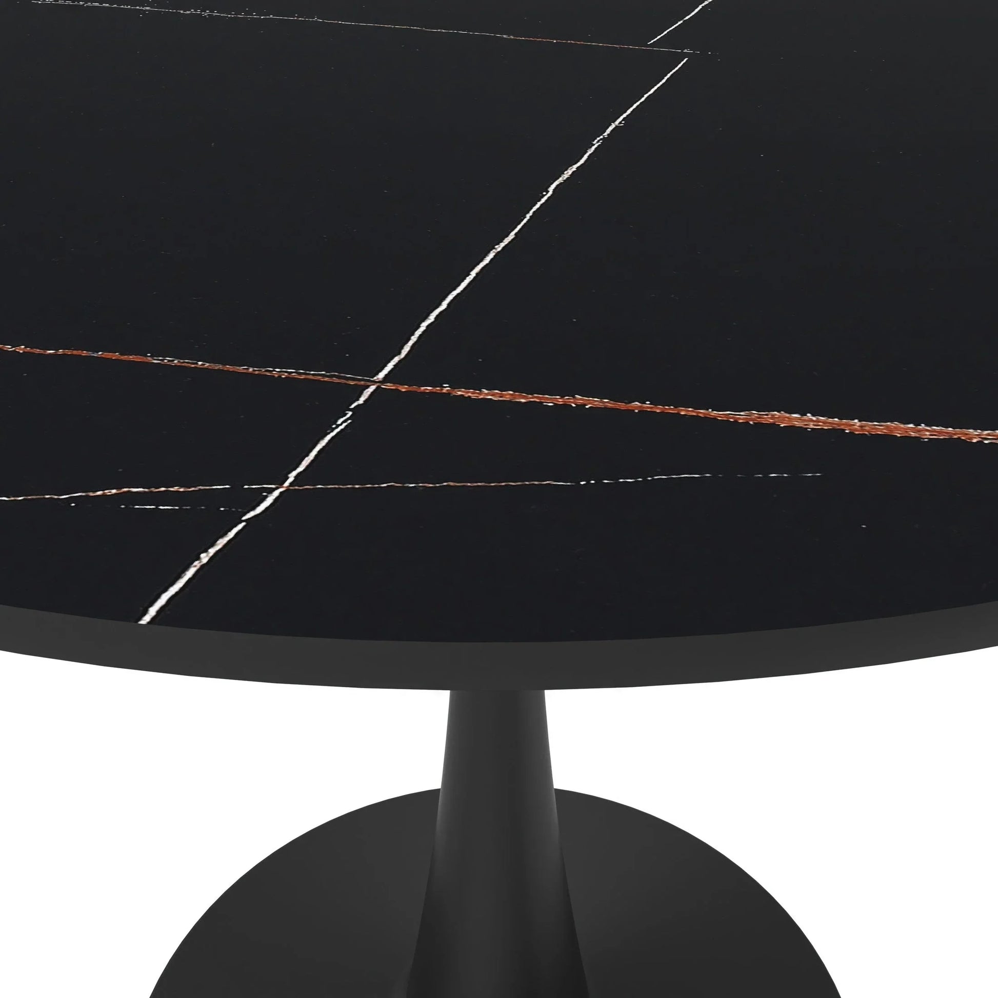 Bristol 35" Round Dining Table with Sintered Stone Tabletop in Black Steel - Elax Furniture