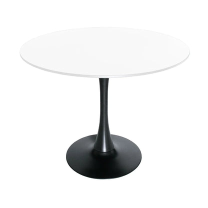 Bristol Modern Round Dining Table with Wood Top and Iron Pedestal Base - Elax Furniture