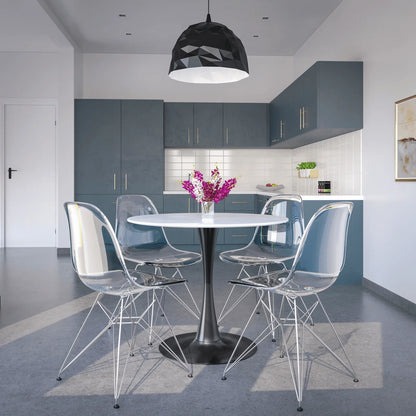 Bristol Modern Round Dining Table with Wood Top and Iron Pedestal Base - Elax Furniture