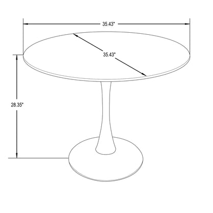 Bristol Modern Round Dining Table with Wood Top and Iron Pedestal Base - Elax Furniture