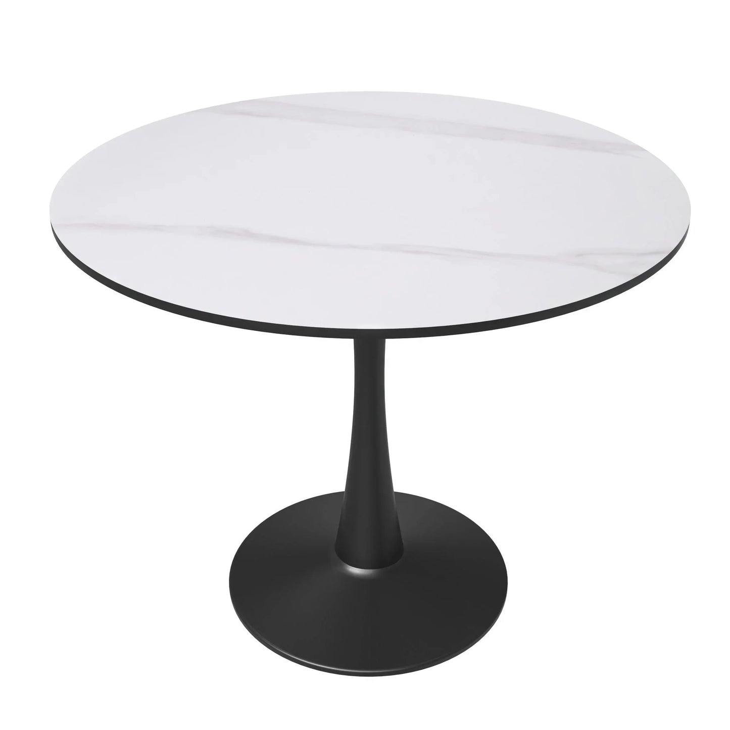 Bristol 35" Round Dining Table with Sintered Stone Tabletop in Black Steel - Elax Furniture