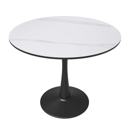 Bristol 35" Round Dining Table with Sintered Stone Tabletop in Black Steel - Elax Furniture