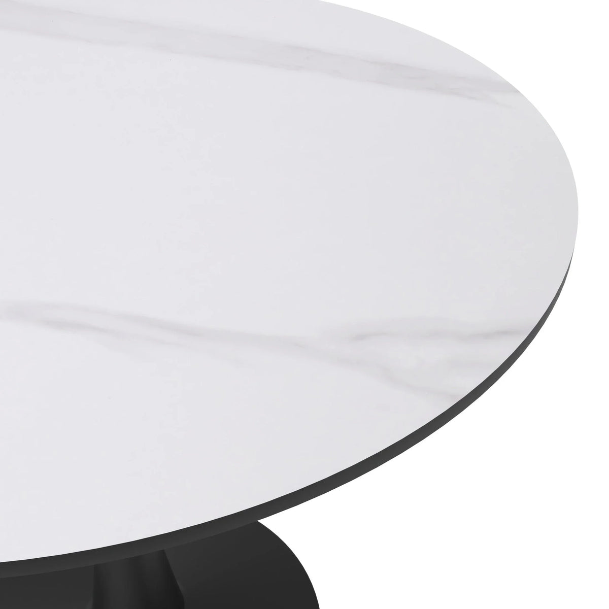 Bristol 35" Round Dining Table with Sintered Stone Tabletop in Black Steel - Elax Furniture