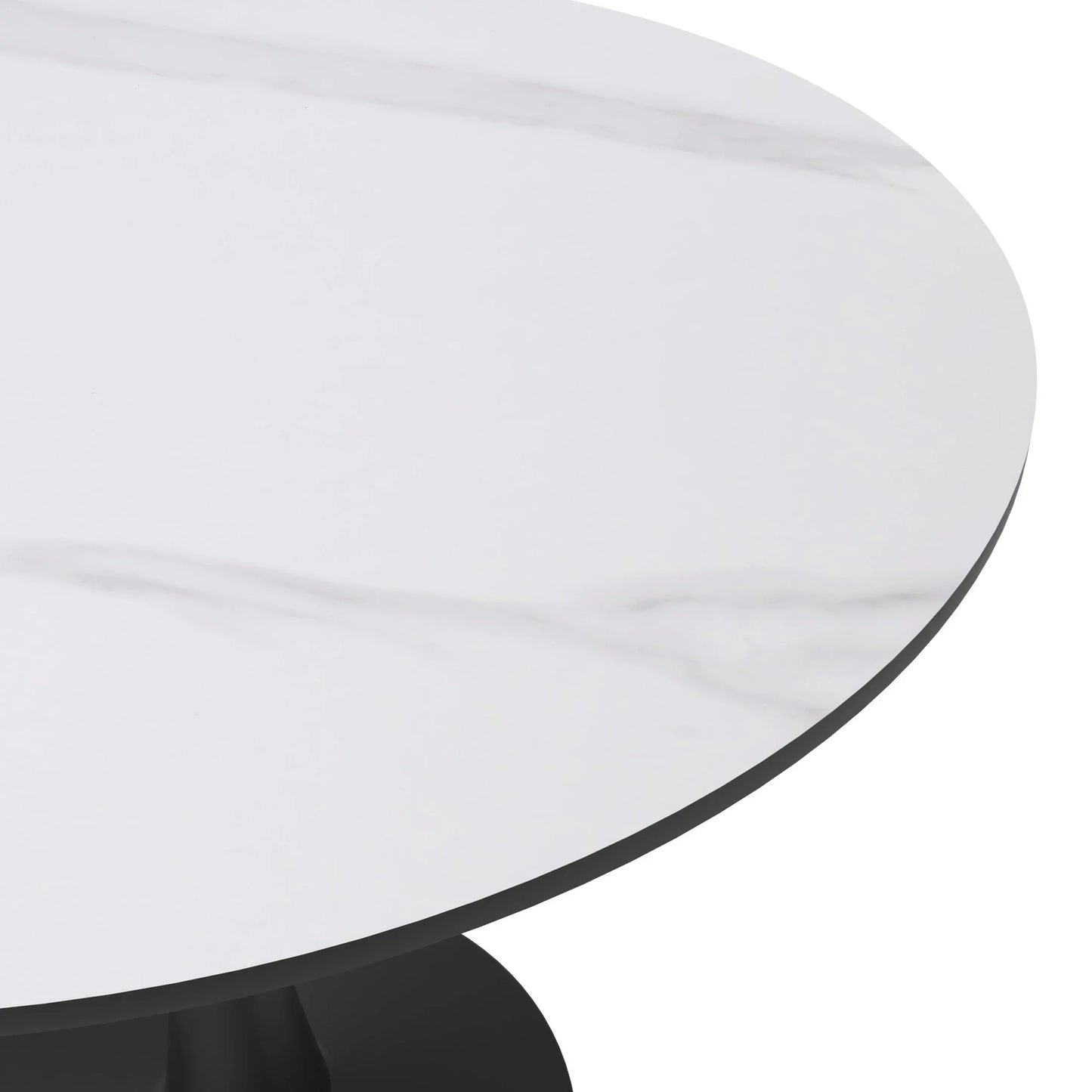 Bristol 35" Round Dining Table with Sintered Stone Tabletop in Black Steel - Elax Furniture