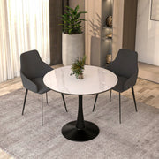 Bristol 35" Round Dining Table with Sintered Stone Tabletop in Black Steel - Elax Furniture