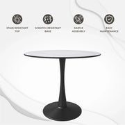 Bristol 35" Round Dining Table with Sintered Stone Tabletop in Black Steel - Elax Furniture