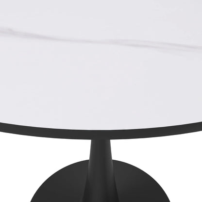 Bristol 35" Round Dining Table with Sintered Stone Tabletop in Black Steel - Elax Furniture