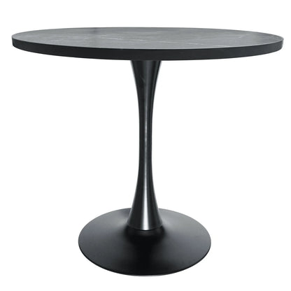 Bristol Modern Round Dining Table with 36" MDF Tabletop and Black Iron Pedestal Base - Elax Furniture