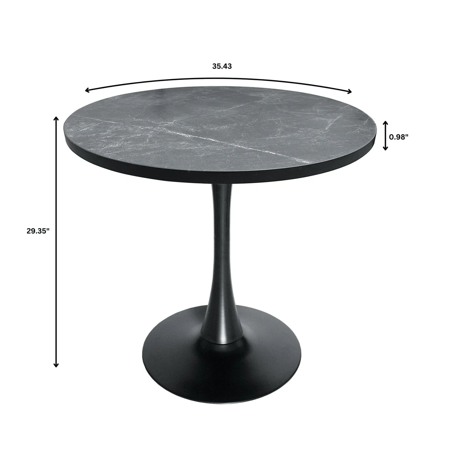 Bristol Modern Round Dining Table with 36" MDF Tabletop and Black Iron Pedestal Base - Elax Furniture