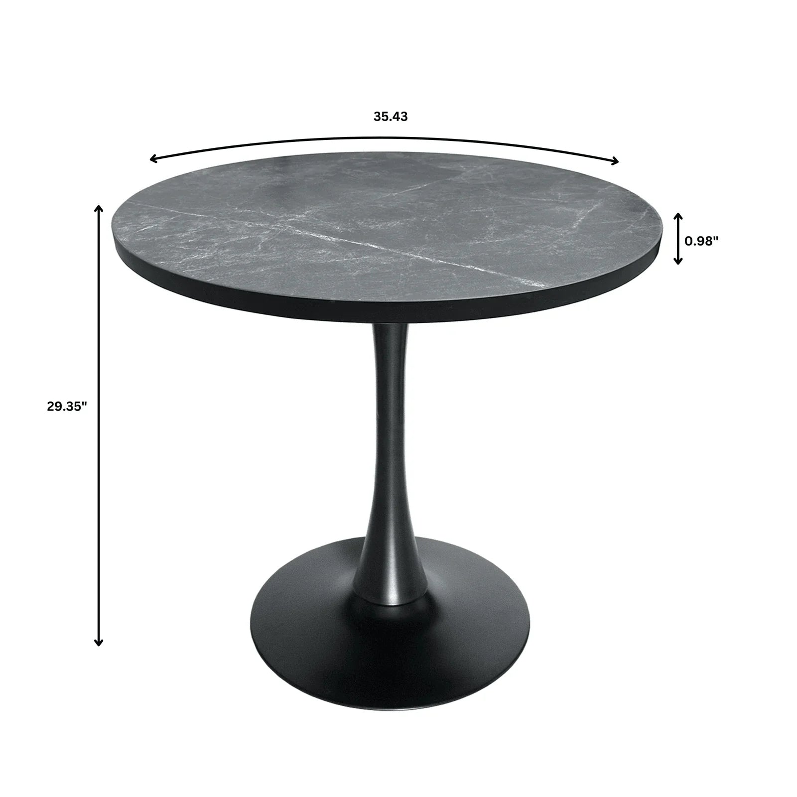 Bristol Modern Round Dining Table with 36" MDF Tabletop and Black Iron Pedestal Base - Elax Furniture