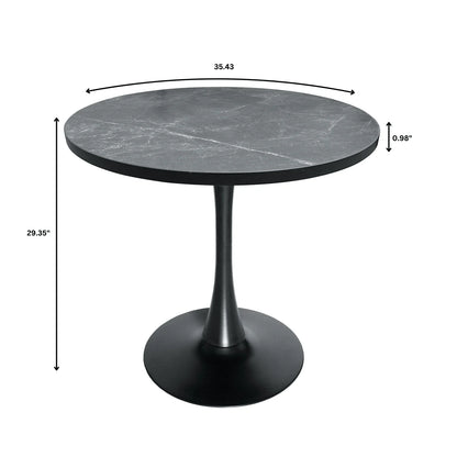 Bristol Modern Round Dining Table with 36" MDF Tabletop and Black Iron Pedestal Base - Elax Furniture
