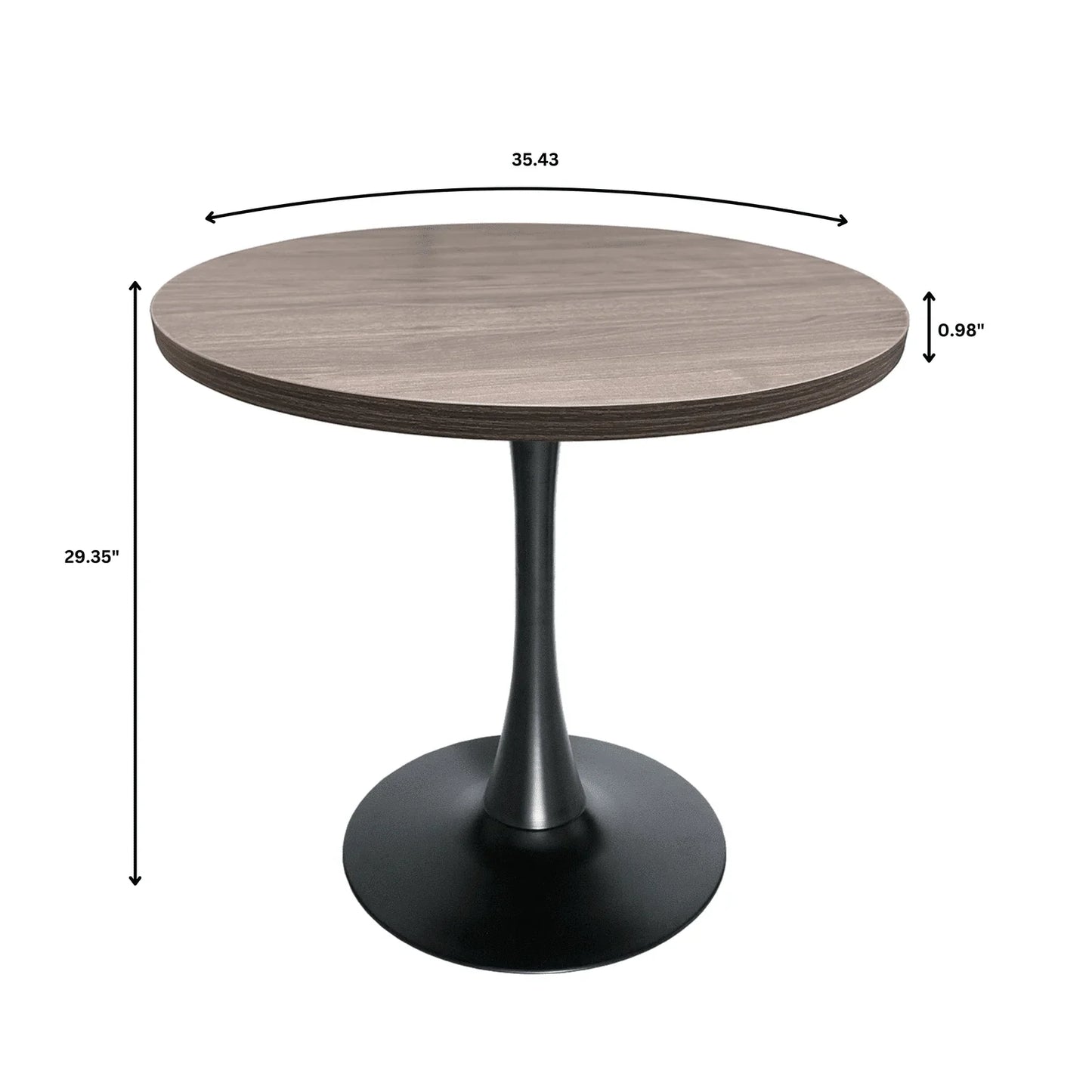 Bristol Modern Round Dining Table with 36" MDF Tabletop and Black Iron Pedestal Base - Elax Furniture