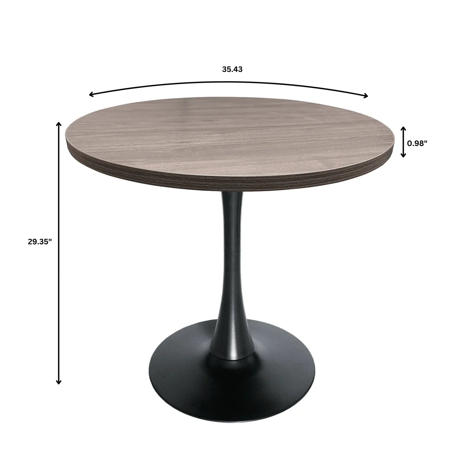 Bristol Modern Round Dining Table with 36" MDF Tabletop and Black Iron Pedestal Base - Elax Furniture