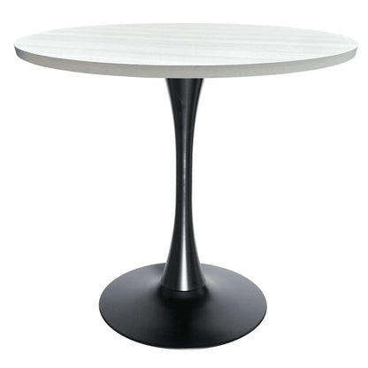 Bristol Modern Round Dining Table with 36" MDF Tabletop and Black Iron Pedestal Base - Elax Furniture