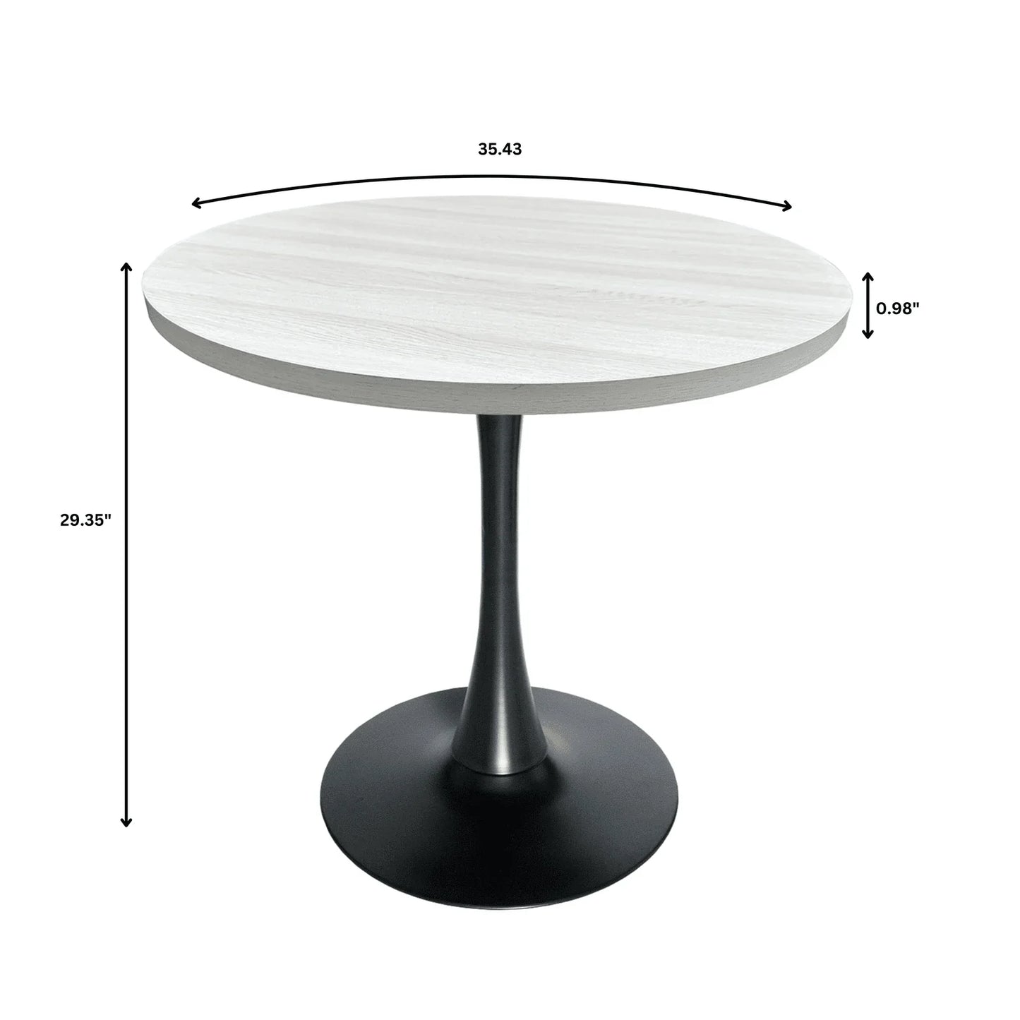 Bristol Modern Round Dining Table with 36" MDF Tabletop and Black Iron Pedestal Base - Elax Furniture