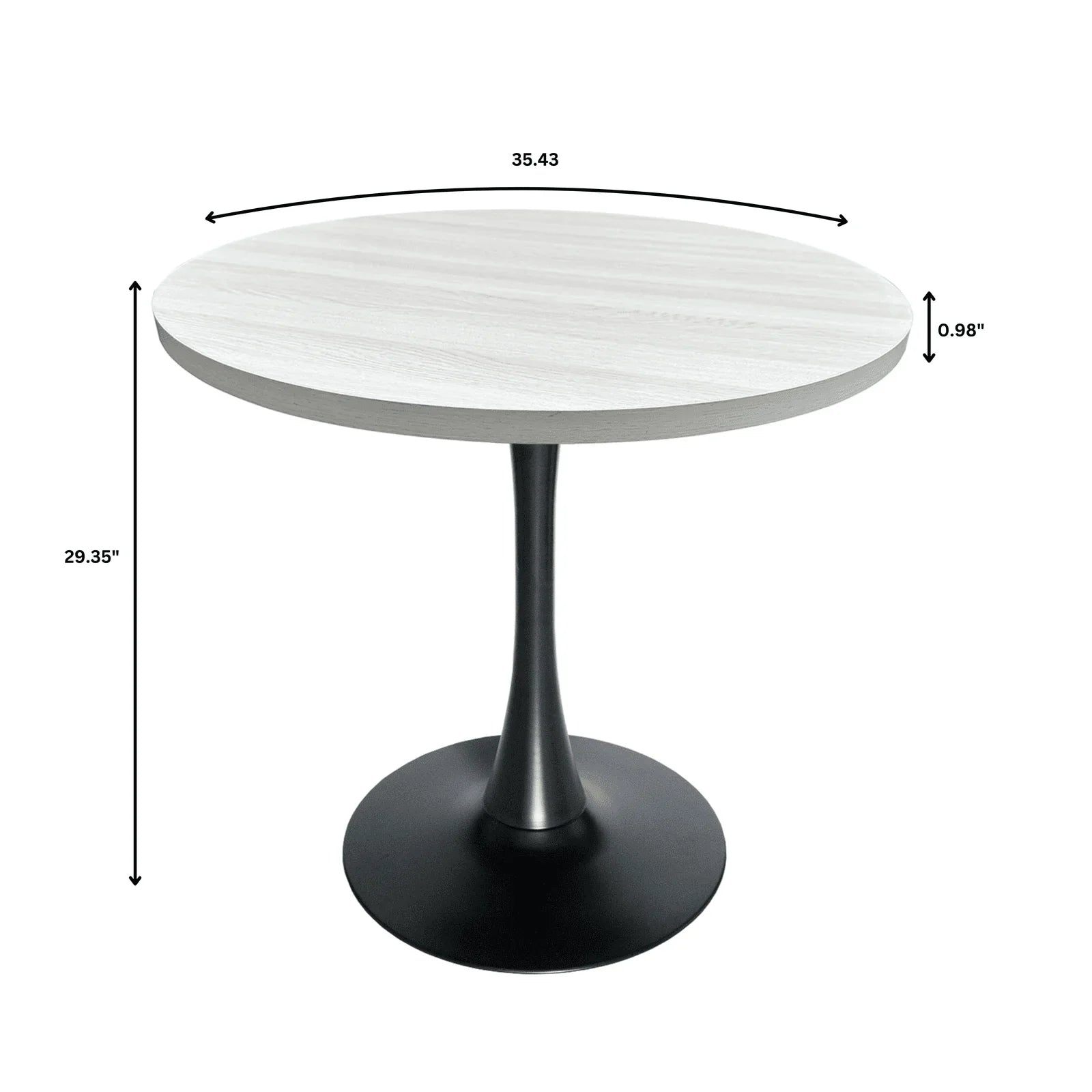 Bristol Modern Round Dining Table with 36" MDF Tabletop and Black Iron Pedestal Base - Elax Furniture