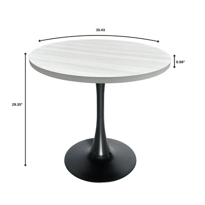 Bristol Modern Round Dining Table with 36" MDF Tabletop and Black Iron Pedestal Base - Elax Furniture