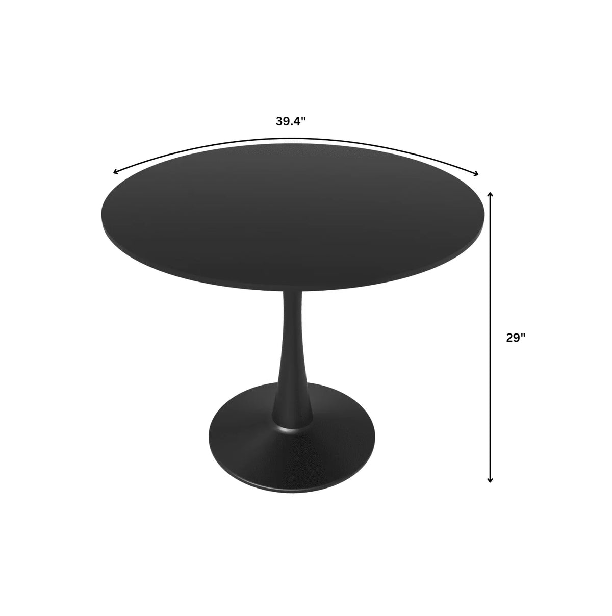 Bristol 40" Round Dining Table with MDF Wood Tabletop in Black Steel - Elax Furniture