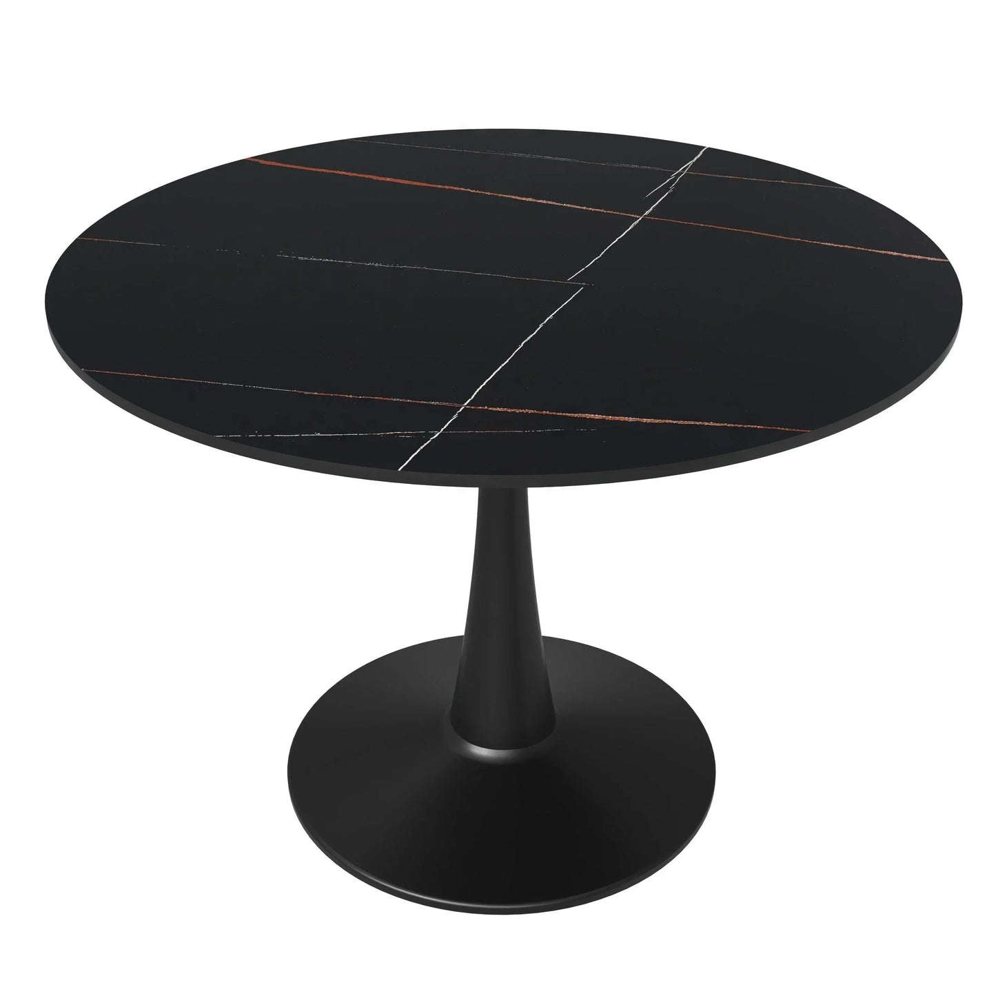 Bristol 40" Round Dining Table with Sintered Stone Tabletop in Black Steel - Elax Furniture