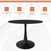 Bristol 40" Round Dining Table with Sintered Stone Tabletop in Black Steel - Elax Furniture