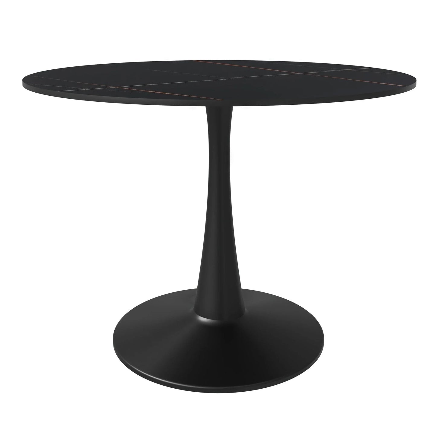 Bristol 40" Round Dining Table with Sintered Stone Tabletop in Black Steel - Elax Furniture