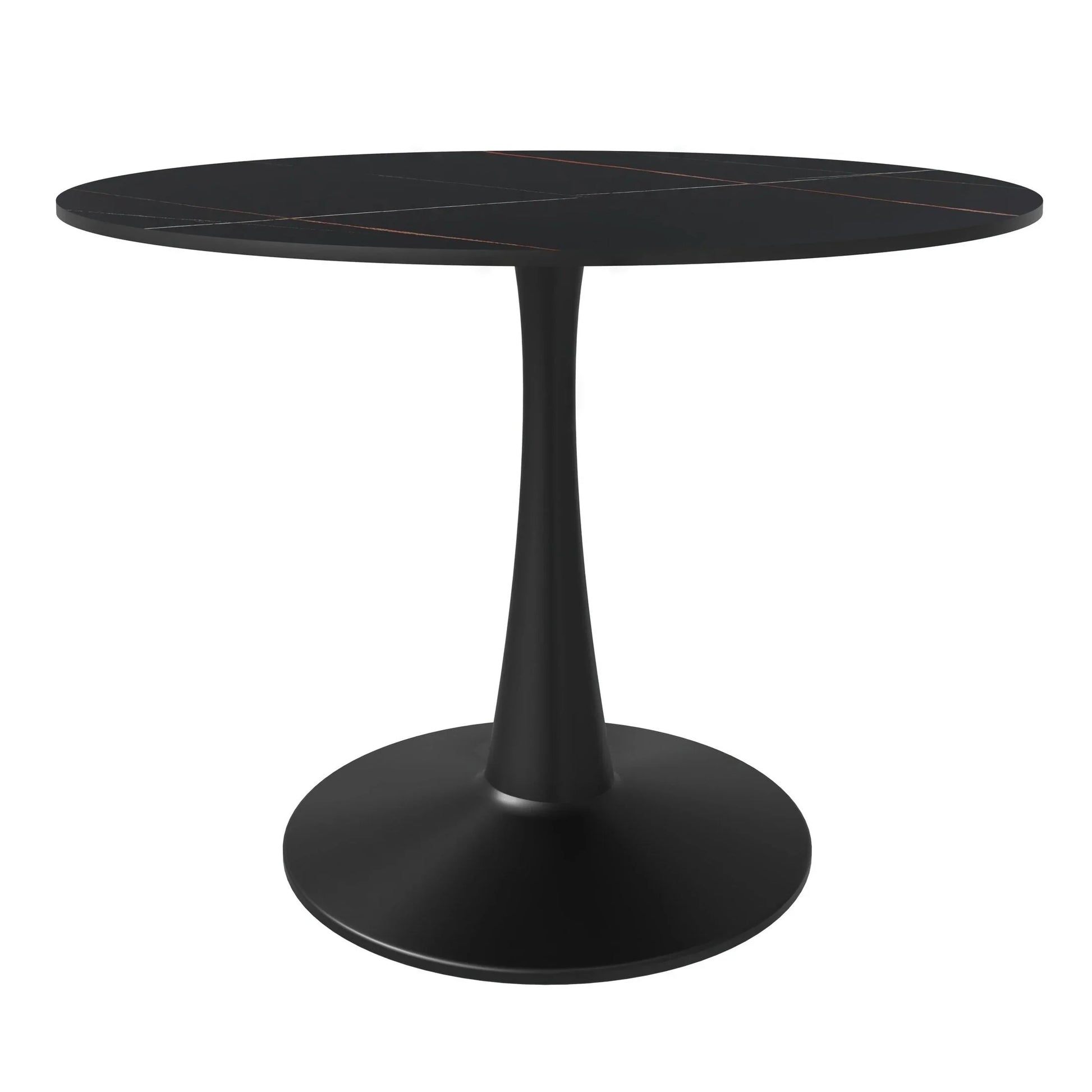 Bristol 40" Round Dining Table with Sintered Stone Tabletop in Black Steel - Elax Furniture