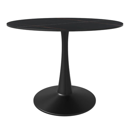 Bristol 40" Round Dining Table with Sintered Stone Tabletop in Black Steel - Elax Furniture