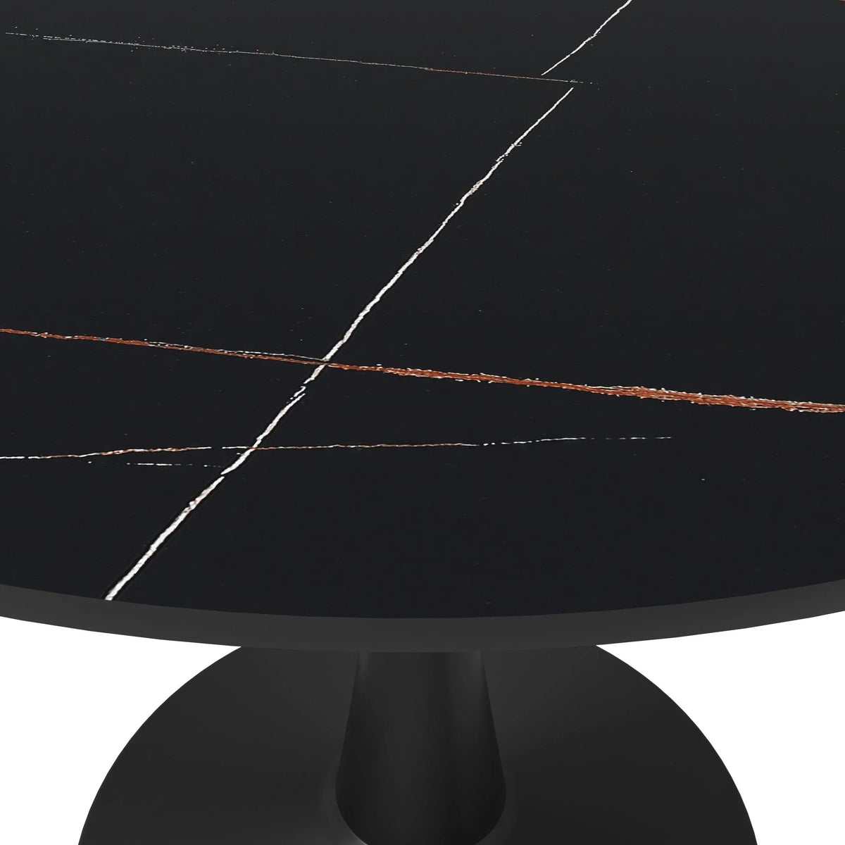 Bristol 40" Round Dining Table with Sintered Stone Tabletop in Black Steel - Elax Furniture