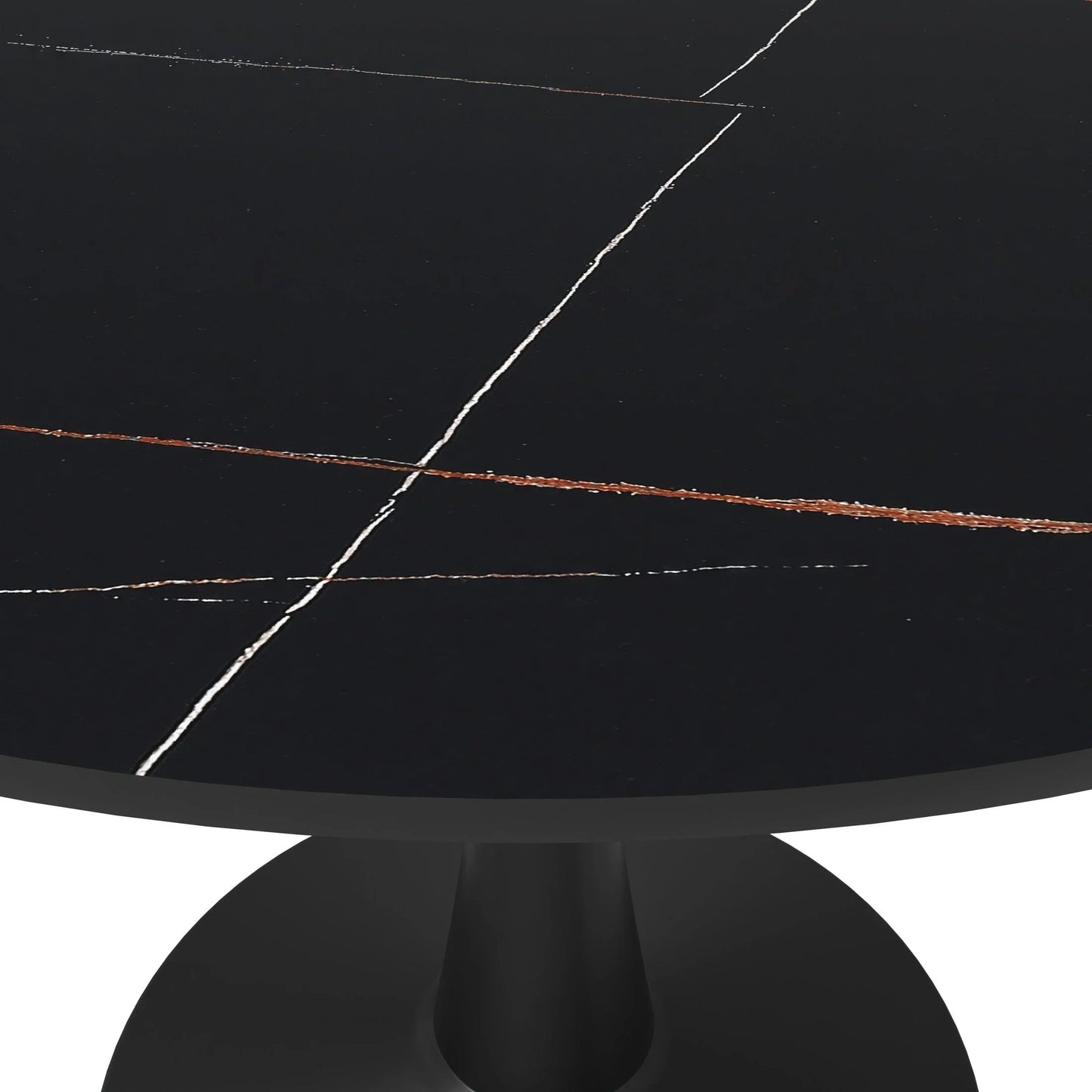 Bristol 40" Round Dining Table with Sintered Stone Tabletop in Black Steel - Elax Furniture