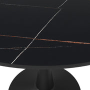 Bristol 40" Round Dining Table with Sintered Stone Tabletop in Black Steel - Elax Furniture