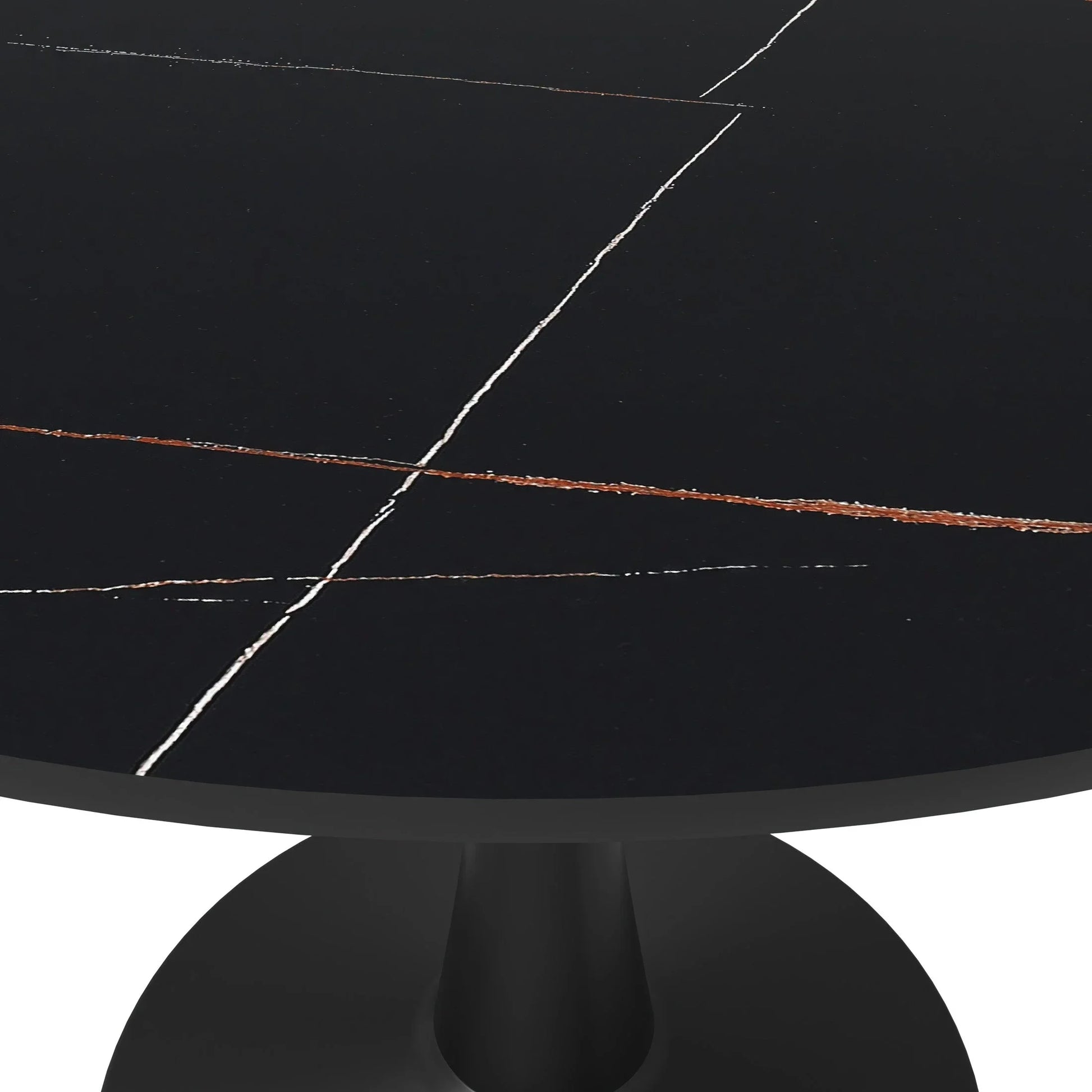 Bristol 40" Round Dining Table with Sintered Stone Tabletop in Black Steel - Elax Furniture