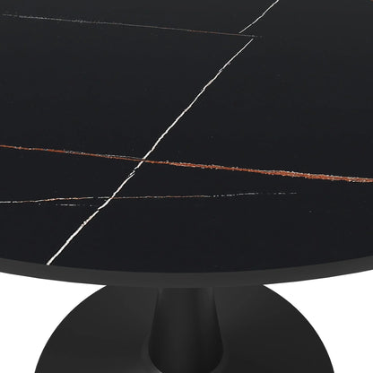 Bristol 40" Round Dining Table with Sintered Stone Tabletop in Black Steel - Elax Furniture