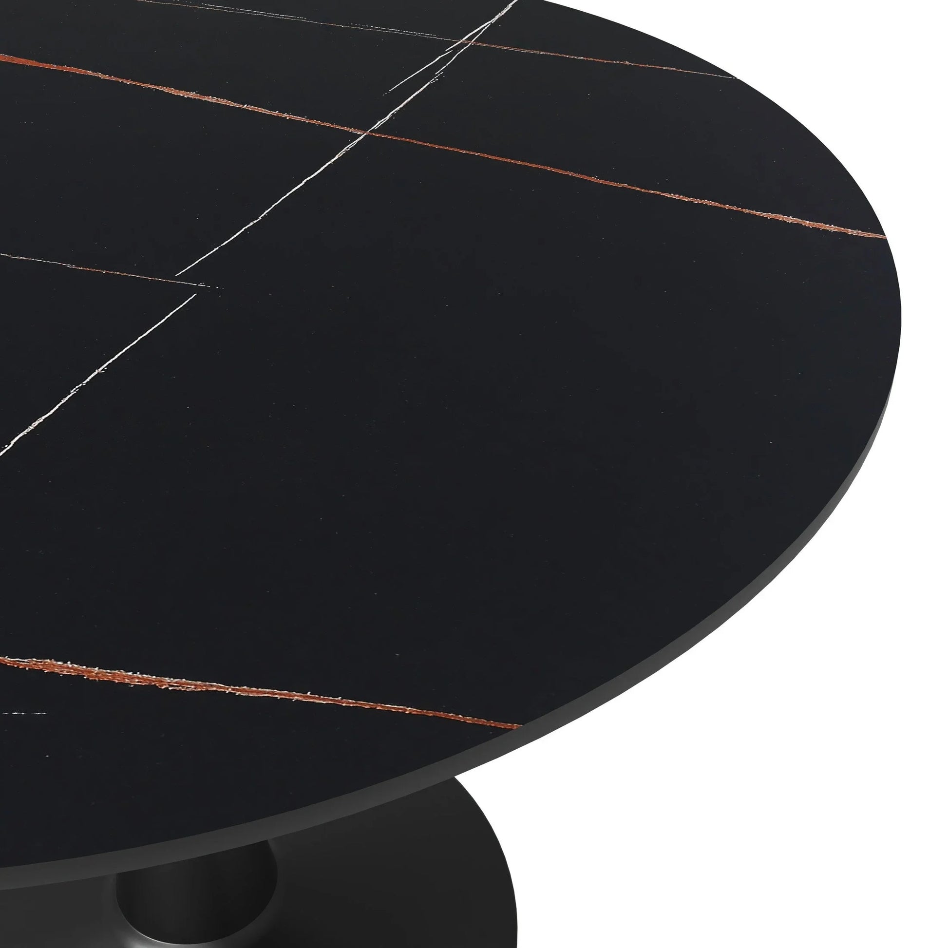 Bristol 40" Round Dining Table with Sintered Stone Tabletop in Black Steel - Elax Furniture