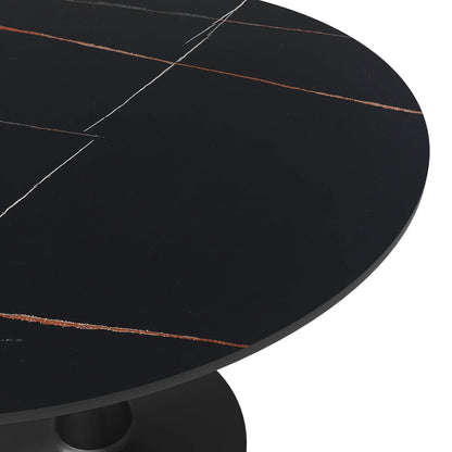Bristol 40" Round Dining Table with Sintered Stone Tabletop in Black Steel - Elax Furniture