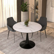 Bristol 40" Round Dining Table with MDF Wood Tabletop in Black Steel - Elax Furniture