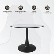Bristol 40" Round Dining Table with MDF Wood Tabletop in Black Steel - Elax Furniture
