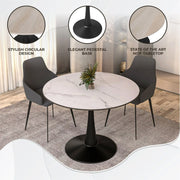 Bristol 40" Round Dining Table with MDF Wood Tabletop in Black Steel - Elax Furniture