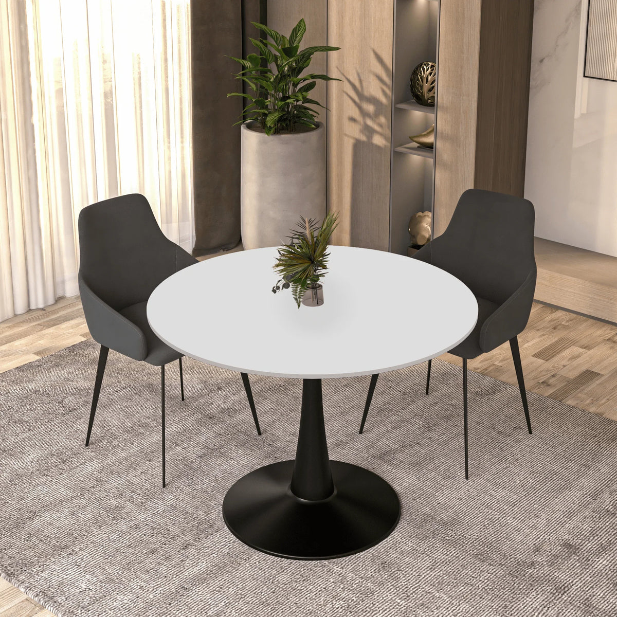 Bristol 40" Round Dining Table with MDF Wood Tabletop in Black Steel - Elax Furniture
