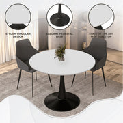 Bristol 40" Round Dining Table with MDF Wood Tabletop in Black Steel - Elax Furniture