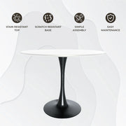 Bristol 40" Round Dining Table with MDF Wood Tabletop in Black Steel - Elax Furniture