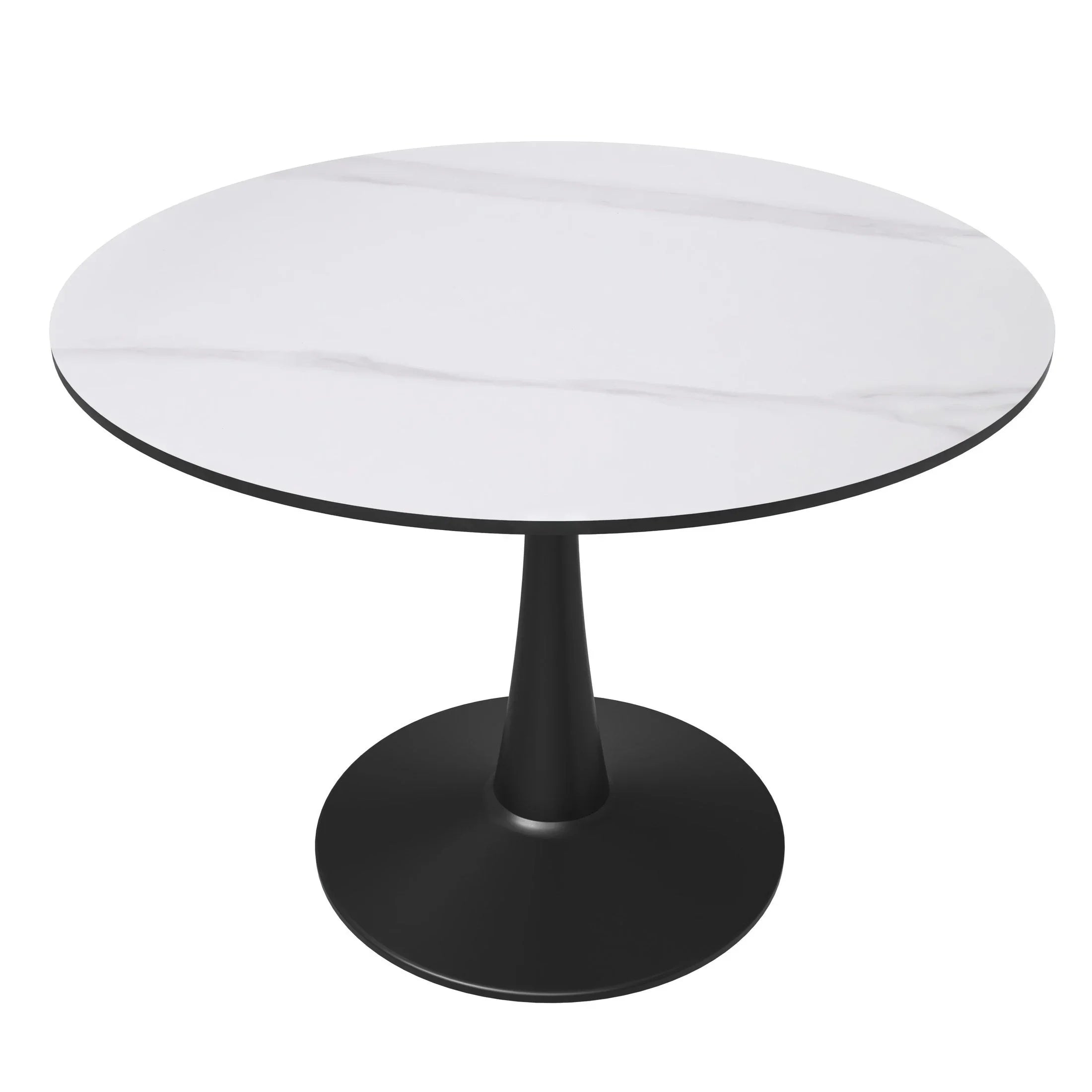 Bristol 40" Round Dining Table with Sintered Stone Tabletop in Black Steel - Elax Furniture