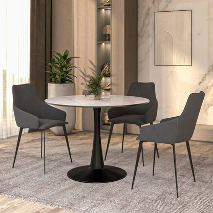Bristol 40" Round Dining Table with Sintered Stone Tabletop in Black Steel - Elax Furniture