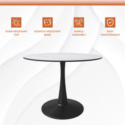 Bristol 40" Round Dining Table with Sintered Stone Tabletop in Black Steel - Elax Furniture
