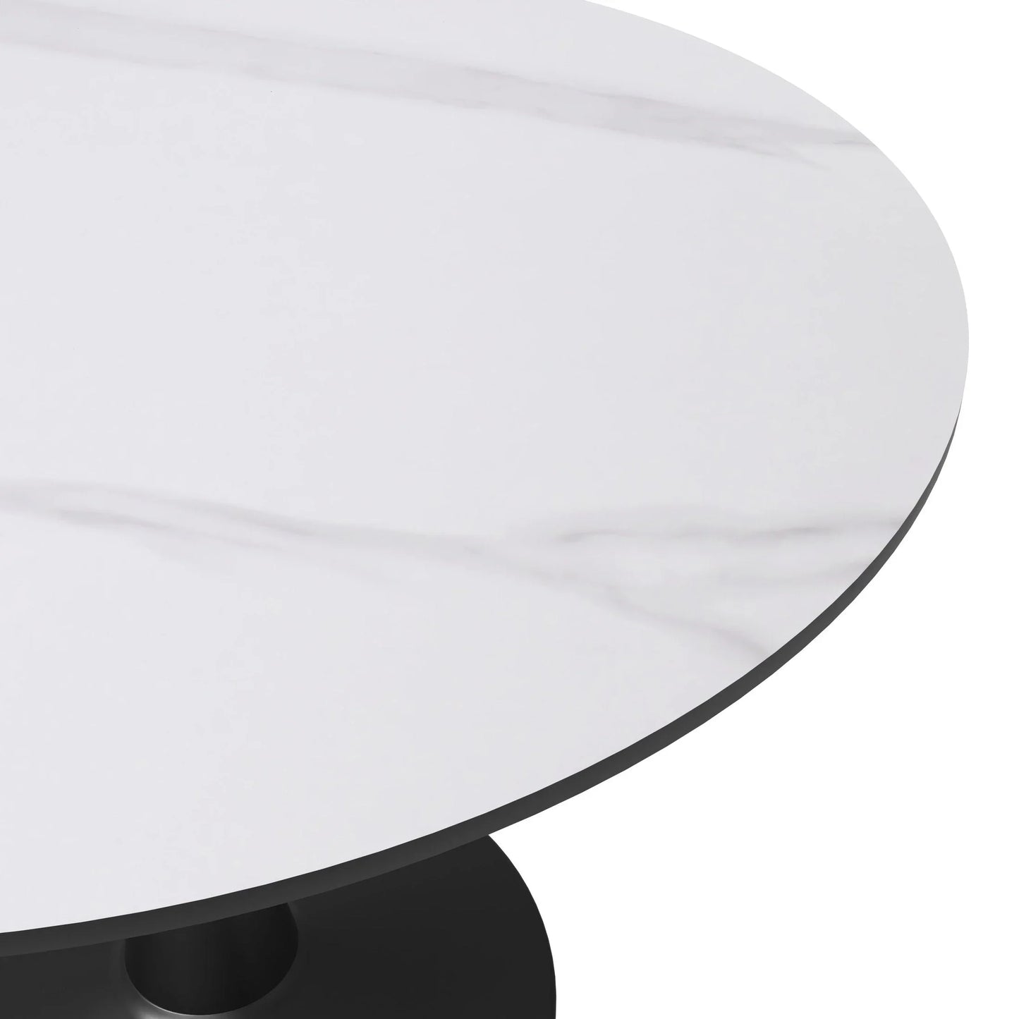 Bristol 40" Round Dining Table with Sintered Stone Tabletop in Black Steel - Elax Furniture