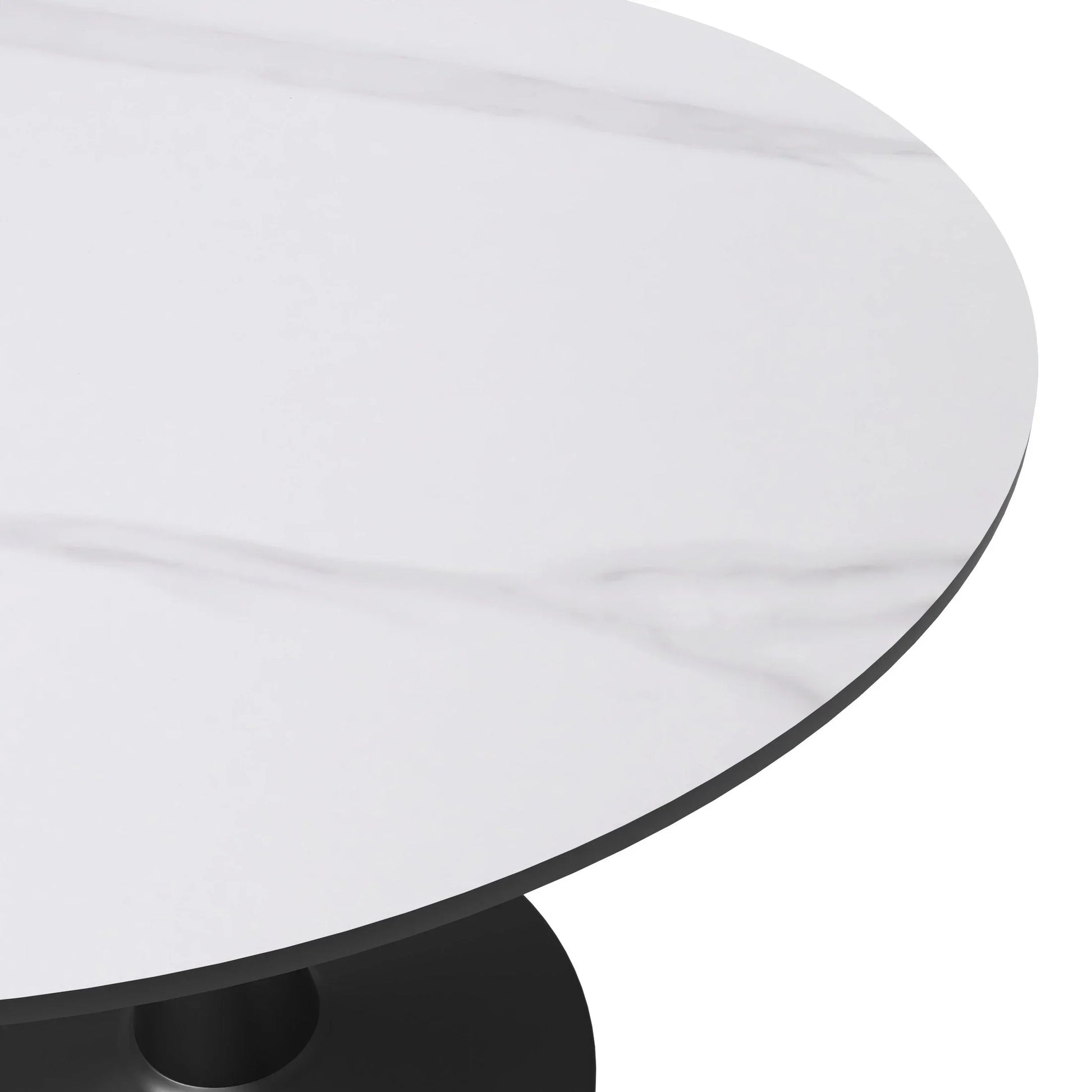 Bristol 40" Round Dining Table with Sintered Stone Tabletop in Black Steel - Elax Furniture