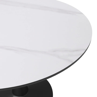 Bristol 40" Round Dining Table with Sintered Stone Tabletop in Black Steel - Elax Furniture