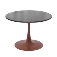 Bristol 24" Round Dining Table with Marbled Black Sintered Stone Top and Steel Pedestal Base - Elax Furniture