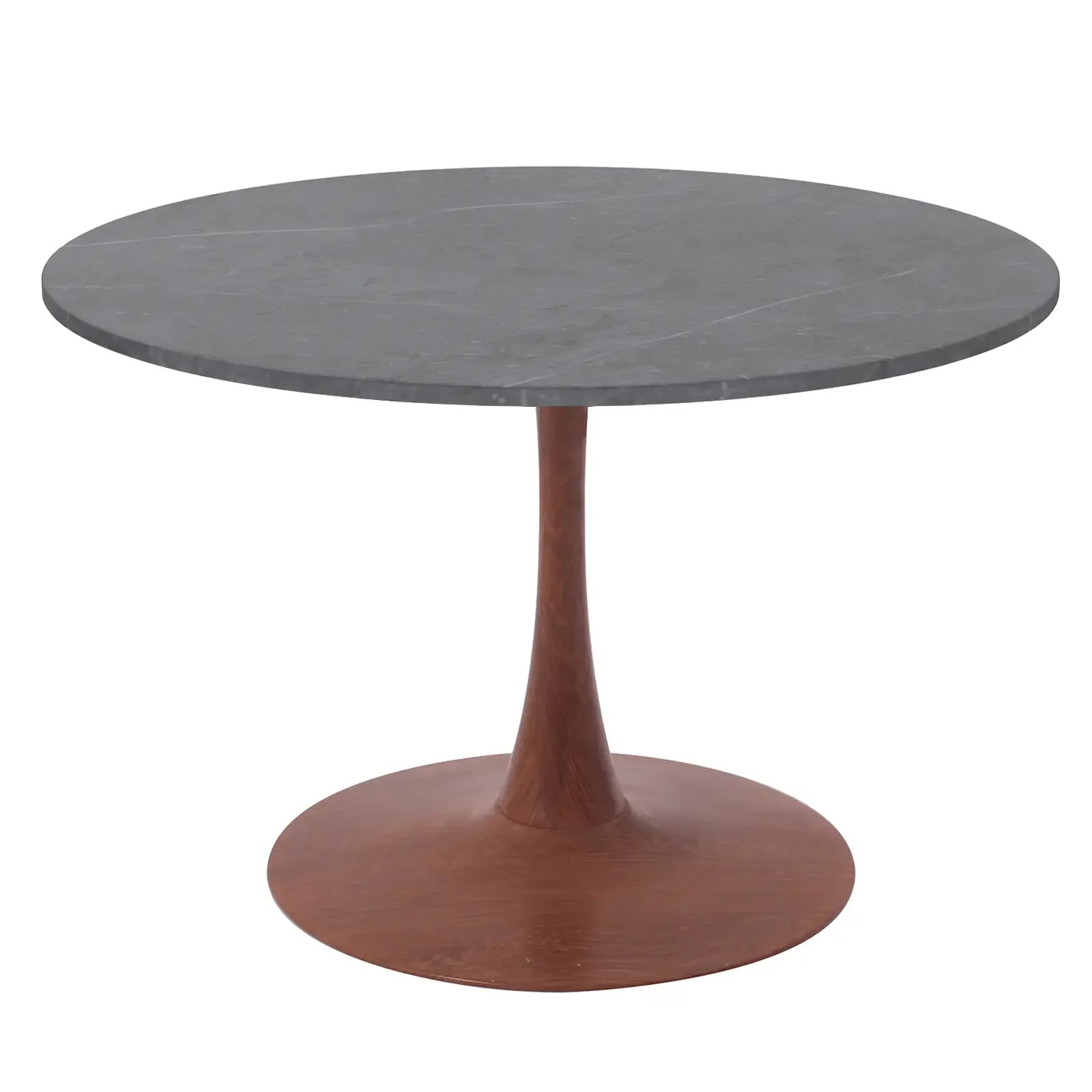 Bristol 36" Round Dining Table with Marbled Grey Sintered Stone Top and Steel Pedestal Base - Elax Furniture