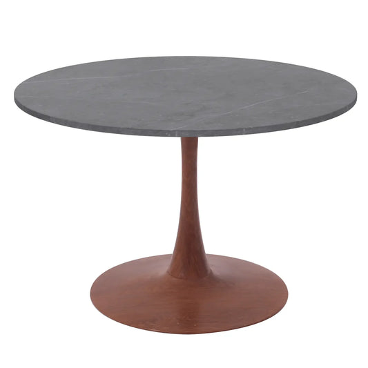 Bristol 36" Round Dining Table with Marbled Grey Sintered Stone Top and Steel Pedestal Base - Elax Furniture